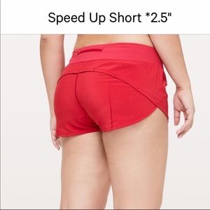 Lululemon Speed Up Short *2.5” Flamenco Red NWOT